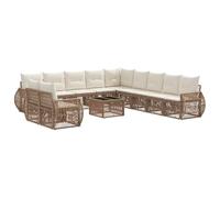 vidaXL Set di divani da giardino, 12 pezzi, beige e bianco crema, divano da giardino moderno, resistente alle intemperie, set modulare in rattan, ideale per rilassarsi all'aria aperta