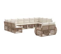 vidaXL Set di divani da giardino, 12 pezzi, beige e bianco crema, divano da giardino modulare moderno, resistente alle intemperie, set da salotto all'aperto, con comodi cuscini in schiuma
