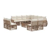 vidaXL Set di divani da giardino, 12 pezzi, beige e bianco crema, divano da giardino modulare, resistente alle intemperie, con comodi cuscini, sedute all'aperto, ottimo arredamento per il tuo patio
