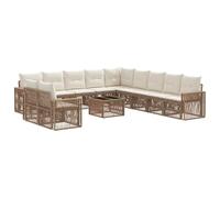 vidaXL Set di divani da giardino, 12 pezzi, beige e bianco crema, modulare da esterno, resistente alle intemperie, con cuscini in schiuma, per terrazzo, giardino o cortile