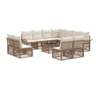 vidaXL Set di divani da giardino, 12 pezzi, beige polyrattan, divano da giardino moderno, arredamento da esterno Chic, poltrone comode, resistente alle intemperie, set di cuscini in poli sogno
