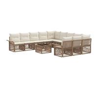 vidaXL Set di divani da giardino, 12 pezzi, beige polyrattan, divano da giardino moderno, design modulare, resistente alle intemperie, mobili da esterno, comodi sedili