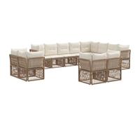 vidaXL Set di divani da giardino 12 pezzi beige polyrattan, divano moderno da giardino, mobili da patio modulari, sedili esterni resistenti alle intemperie, Lounge Confortevole