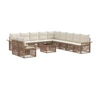 vidaXL Set di divani da giardino, 12 pezzi, beige, rattan sintetico, divano moderno per esterni, resistente alle intemperie, sedute flessibili, design ecologico, mobili modulari