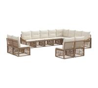 vidaXL Set di divani da giardino, 12 pezzi, beige, rattan sintetico, divano modulare moderno, resistente alle intemperie, con cuscini regolabili, molto comodo per rilassarsi in giardino