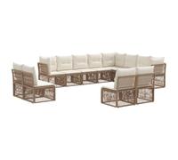 vidaXL Set di divani da giardino, 12 pezzi, beige, rattan sintetico, mobili da giardino moderni, design modulare resistente, divano esterno, lounge in patio, sedie da giardino
