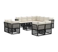vidaXL Set di divani da giardino, 12 pezzi, colore nero polyrattan, mobili da esterno moderni, divano modulabile, chaise longue, relax in giardino, resistente alle intemperie