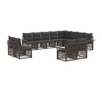 vidaXL Set di divani da giardino, 12 pezzi, grigio e grigio scuro, divano da giardino, design moderno, modulo resistente al tempo, mobili in rattan, set comodo per esterni, regolabile