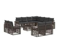 vidaXL Set di divani da giardino, 12 pezzi, grigio e grigio scuro, moderno divano da esterno, resistente alle intemperie, design modulare, in polyrattan con comodi cuscini