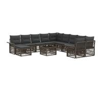 vidaXL Set di divani da giardino, 12 pezzi, grigio e grigio scuro, set di divani moderni per giardino, resistenti alle intemperie, design modulare, comode sedute all'aperto, mobili in rattan