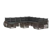 vidaXL Set di divani da giardino, 12 pezzi, grigio polyrattan, divano da giardino moderno, resistente alle intemperie, mobili componibili, set in rattan, divano da esterno