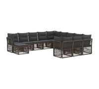 vidaXL Set di divani da giardino, 12 pezzi, grigio rattan sintetico, divano da esterno moderno, seduta resistente alle intemperie, mobili modulari per patio, rattan sintetico, comfort regolabile
