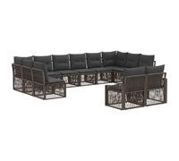 vidaXL Set di divani da giardino, 12 pezzi, grigio rattan sintetico, divano moderno per esterni, mobili resistenti alle intemperie, gambe regolabili, design modulare, ideale per il patio