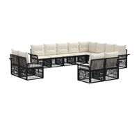 vidaXL Set di divani da giardino, 12 pezzi, nero e bianco crema, divano da giardino, design moderno, modulo resistente al tempo, mobili in rattan, set comodo per esterni, regolabile