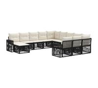 vidaXL Set di divani da giardino, 12 pezzi, nero e bianco crema, divano da giardino moderno, resistente alle intemperie, sedute esterne eleganti, mobili modulari e set comodo per patio