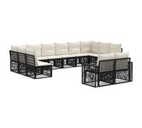 vidaXL Set di divani da giardino, 12 pezzi, nero e bianco crema, divano modulare moderno, resistente alle intemperie, comodo per il giardino, sedili flessibili, soluzione elegante per rilassarsi