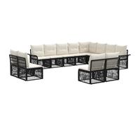 vidaXL Set di divani da giardino, 12 pezzi, nero, in rattan sintetico, divano modulare per esterni, mobili da giardino resistenti, sedie moderne per un tempo rilassante all'aria aperta