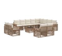 vidaXL Set di divani da giardino, 13 pezzi, beige e bianco crema, divano da esterno, moderno, resistente alle intemperie, modulabile, perfetto per il patio, il giardino o la terrazza