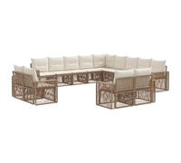 vidaXL Set di divani da giardino, 13 pezzi, beige e bianco crema, divano da giardino moderno, resistente alle intemperie, sedute modulari per patio, terrazza, balcone o giardino