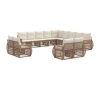 vidaXL Set di divani da giardino, 13 pezzi, beige e bianco crema, divano modulare moderno, resistente alle intemperie, lounge esterno, sedute eleganti, divano da giardino, composizioni flessibili