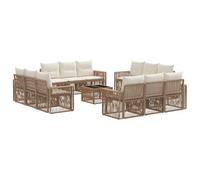 vidaXL Set di divani da giardino, 13 pezzi, beige e bianco crema, mobili da giardino modulari, divano resistente alle intemperie, set lounge in rattan, relax