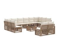 vidaXL Set di divani da giardino 13 pezzi beige polyrattan, divano modulare da esterno, mobili da giardino resistenti alle intemperie, poltrone regolabili, facile da pulire