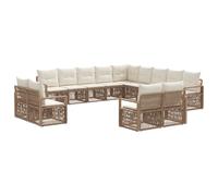 vidaXL Set di divani da giardino, 13 pezzi, beige, rattan sintetico, divano da esterno moderno, resistente alle intemperie, modulari, con cuscini in schiuma facile da pulire, poltrone in vimini