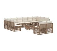 vidaXL Set di divani da giardino, 13 pezzi, beige, rattan sintetico, divano moderno per esterni, mobili resistenti alle intemperie, gambe regolabili, design modulare, ideale per il patio