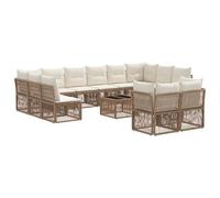 vidaXL Set di divani da giardino, 13 pezzi, beige, rattan sintetico, divano moderno per esterni, resistente alle intemperie, modulare per giardino, mobili da patio e rattan