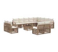 vidaXL Set di divani da giardino, 13 pezzi, beige, rattan sintetico, divano modulare in rattan, per giardino moderno, resistente alle intemperie, facile da pulire