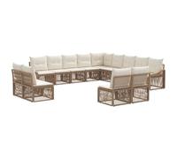 vidaXL Set di divani da giardino, 13 pezzi, beige, rattan sintetico, divano modulare moderno per giardino, sedute resistenti alle intemperie, cuscini comodi