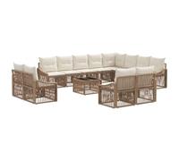 vidaXL Set di divani da giardino, 13 pezzi, beige, rattan sintetico, divano modulare moderno, resistente alle intemperie, set di sedute per esterni, mobili da patio, gambe regolabili