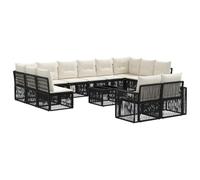 vidaXL Set di divani da giardino, 13 pezzi, colore nero e bianco, crema, moderno divano da esterno, resistente alle intemperie, modulabile, confortevole per il giardino, un elegante angolo lounge