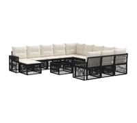 vidaXL Set di divani da giardino, 13 pezzi, colore nero e bianco, crema, moderno divano da giardino, resistente alle intemperie, mobili componibili, soggiorno confortevole per patio