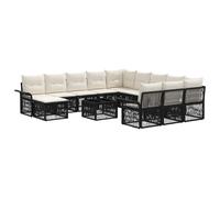 vidaXL Set di divani da giardino, 13 pezzi, colore nero e bianco, crema, moderno divano da giardino, resistente alle intemperie, mobili componibili in polyrattan, cuscini rimovibili, gambe regolabili