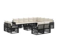 vidaXL Set di divani da giardino, 13 pezzi, colore nero e bianco crema, moderno e resistente alle intemperie, modulabile, perfetto per il patio, il giardino o la terrazza