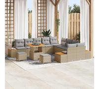 vidaXL Set di divani da giardino 13 pezzi con cuscini beige in rattan sintetico e acacia
