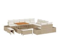 vidaXL Set di Divani da Giardino 13 Pezzi con Cuscini Beige Poly Rattan Posti a Sedere Modulari per Balcone e Mobili da Patio Sezionali 3 Posti Resistente alle Intemperie