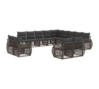 vidaXL Set di divani da giardino, 13 pezzi, grigio e grigio scuro, divano modulare moderno, resistente alle intemperie, lounge esterno, sedute eleganti, divano da giardino, composizioni flessibili