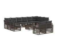 vidaXL Set di divani da giardino, 13 pezzi, grigio e grigio scuro, moderno divano da esterno, resistente alle intemperie, modulabile, confortevole per il giardino, un elegante angolo lounge