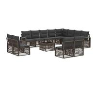 vidaXL Set di divani da giardino, 13 pezzi, grigio polyrattan, divani da giardino, moderni, resistenti alle intemperie, componibili, cuscini rimovibili, comfort regolabile