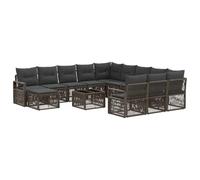 vidaXL Set di divani da giardino, 13 pezzi, grigio polyrattan, divano da esterno, modulabile, design moderno, in vimini, confortevole, resistente alle intemperie, cuscini regolabili