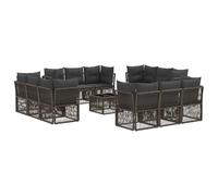 vidaXL Set di divani da giardino, 13 pezzi, grigio polyrattan, divano da giardino, design modulare, resistente alle intemperie, cuscini in schiuma, soggiorno esterno, set da patio