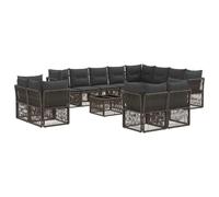 vidaXL Set di divani da giardino 13 pezzi grigio polyrattan, divano moderno da giardino, mobili da patio modulari, sedili esterni resistenti alle intemperie, lounge confortevole