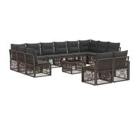 vidaXL Set di divani da giardino, 13 pezzi, grigio rattan sintetico, divano moderno per esterni, mobili resistenti alle intemperie, gambe regolabili, design modulare, ideale per il patio