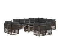 vidaXL Set di divani da giardino, 13 pezzi, grigio rattan sintetico, mobili da esterno moderni, divani comodi, tavolo regolabile, resistenti alle intemperie