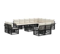vidaXL Set di divani da giardino, 13 pezzi, nero e bianco crema, divano da giardino, design moderno, modulo resistente al tempo, mobili in rattan, set comodo per esterni, regolabile