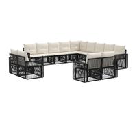 vidaXL Set di divani da giardino, 13 pezzi, nero e bianco crema, divano da giardino moderno, resistente alle intemperie, sedute modulari per patio, terrazza, balcone o giardino
