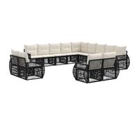 vidaXL Set di divani da giardino, 13 pezzi, nero e bianco crema, divano modulare moderno, resistente alle intemperie, lounge esterno, sedute eleganti, divano da giardino, composizioni flessibili