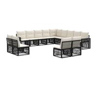 vidaXL Set di divani da giardino, 13 pezzi, nero e bianco crema, divano modulare per il giardino, resistente alle intemperie, design moderno, comfort in patio